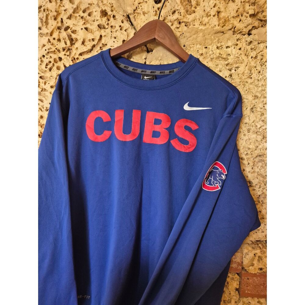 Nike Chicago Cubs Therma-FIT Crewneck Sweatshirt Men's M Blue MLB Baseball
